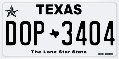 TX license plate DOP3404