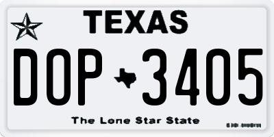 TX license plate DOP3405