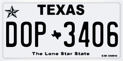 TX license plate DOP3406