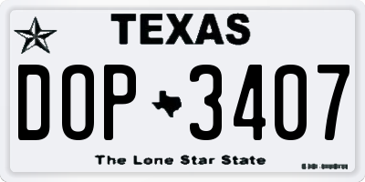 TX license plate DOP3407