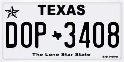 TX license plate DOP3408