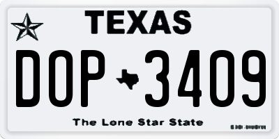 TX license plate DOP3409