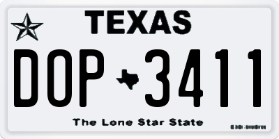 TX license plate DOP3411