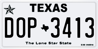 TX license plate DOP3413