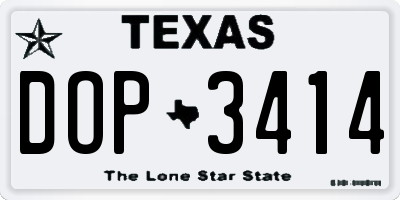 TX license plate DOP3414