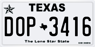 TX license plate DOP3416