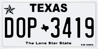 TX license plate DOP3419