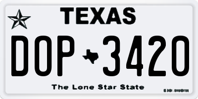 TX license plate DOP3420
