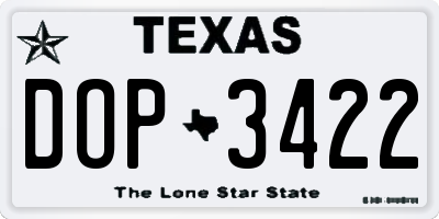 TX license plate DOP3422