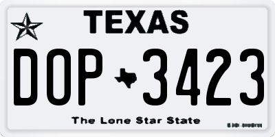 TX license plate DOP3423
