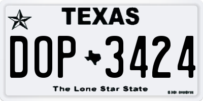 TX license plate DOP3424