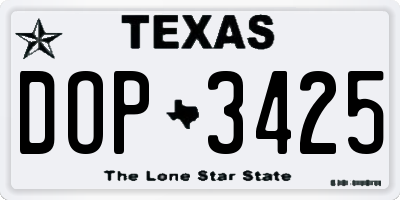 TX license plate DOP3425