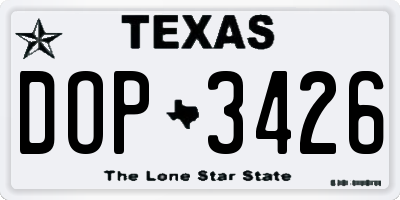 TX license plate DOP3426
