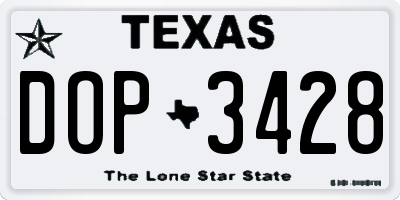 TX license plate DOP3428