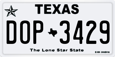 TX license plate DOP3429