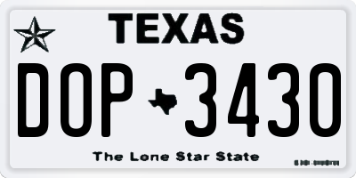 TX license plate DOP3430