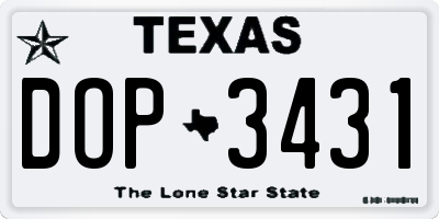 TX license plate DOP3431