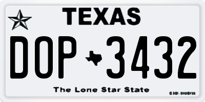 TX license plate DOP3432