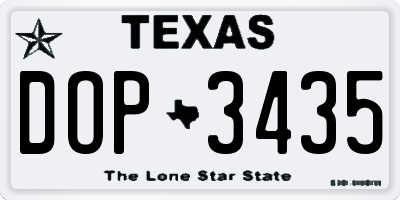 TX license plate DOP3435