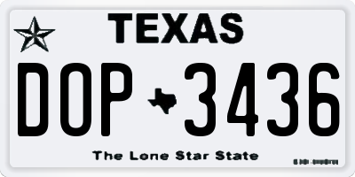 TX license plate DOP3436