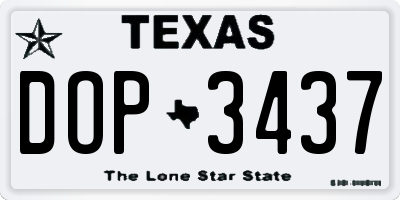 TX license plate DOP3437