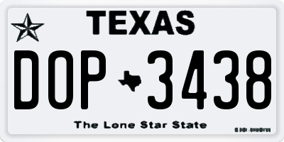 TX license plate DOP3438