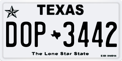 TX license plate DOP3442