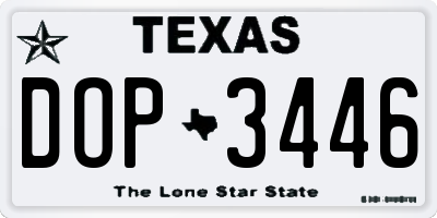 TX license plate DOP3446