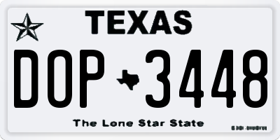 TX license plate DOP3448