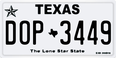 TX license plate DOP3449