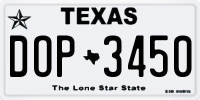TX license plate DOP3450