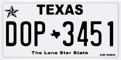 TX license plate DOP3451