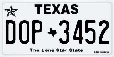 TX license plate DOP3452