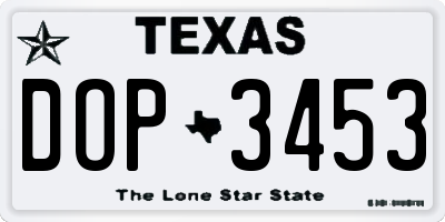 TX license plate DOP3453