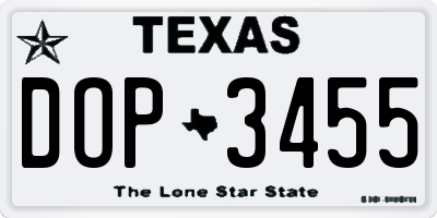 TX license plate DOP3455