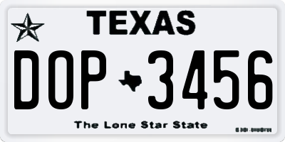 TX license plate DOP3456