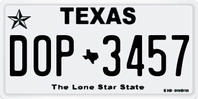 TX license plate DOP3457
