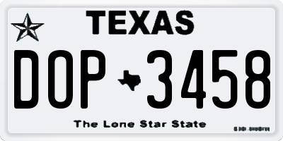 TX license plate DOP3458