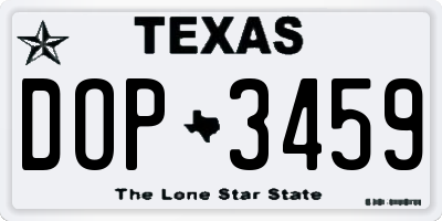 TX license plate DOP3459
