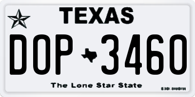 TX license plate DOP3460