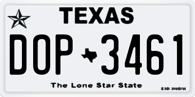 TX license plate DOP3461