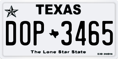 TX license plate DOP3465