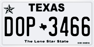 TX license plate DOP3466