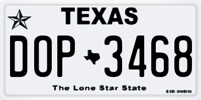 TX license plate DOP3468