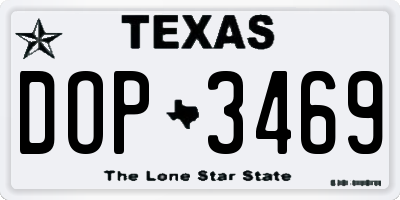 TX license plate DOP3469