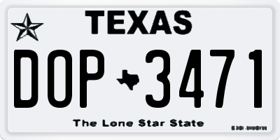 TX license plate DOP3471