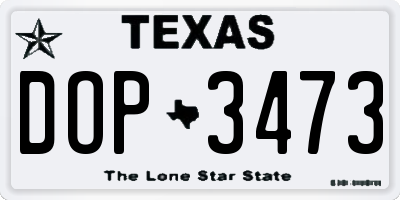 TX license plate DOP3473
