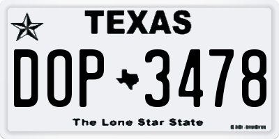 TX license plate DOP3478