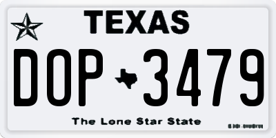 TX license plate DOP3479