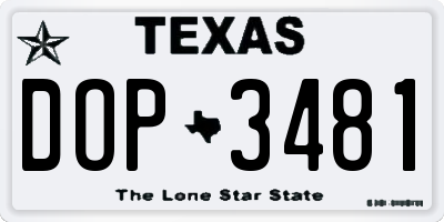 TX license plate DOP3481